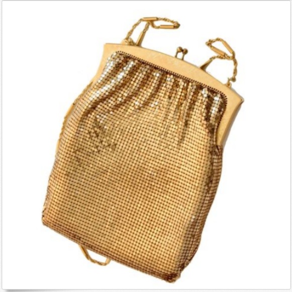 Vintage Whiting Davis Evening Bag Gold Mesh Glamour Retro 1940s Frame Bag - Picture 3 of 7